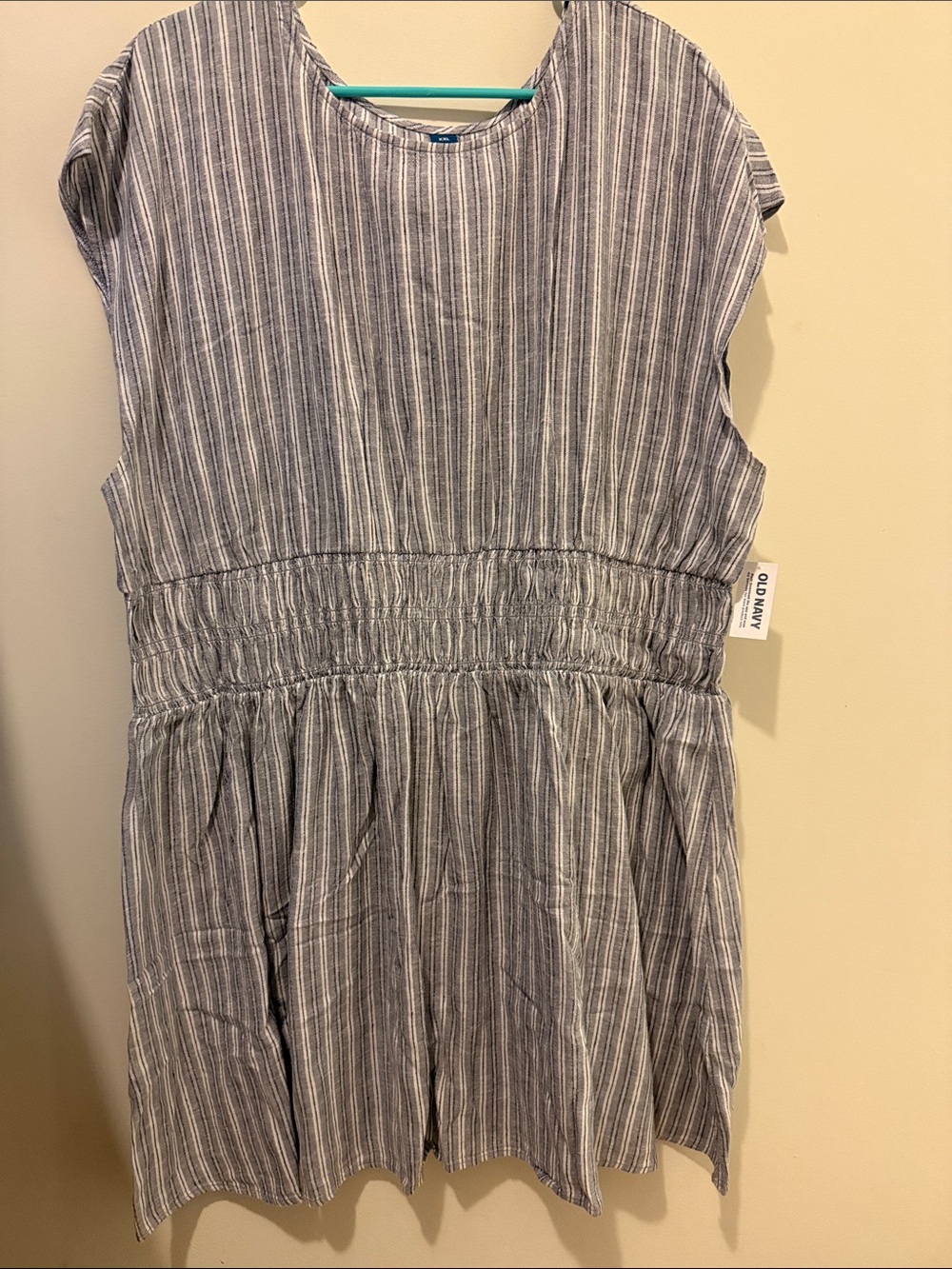 Old Navy Womens Blue Stripe Smocked Waist Dress